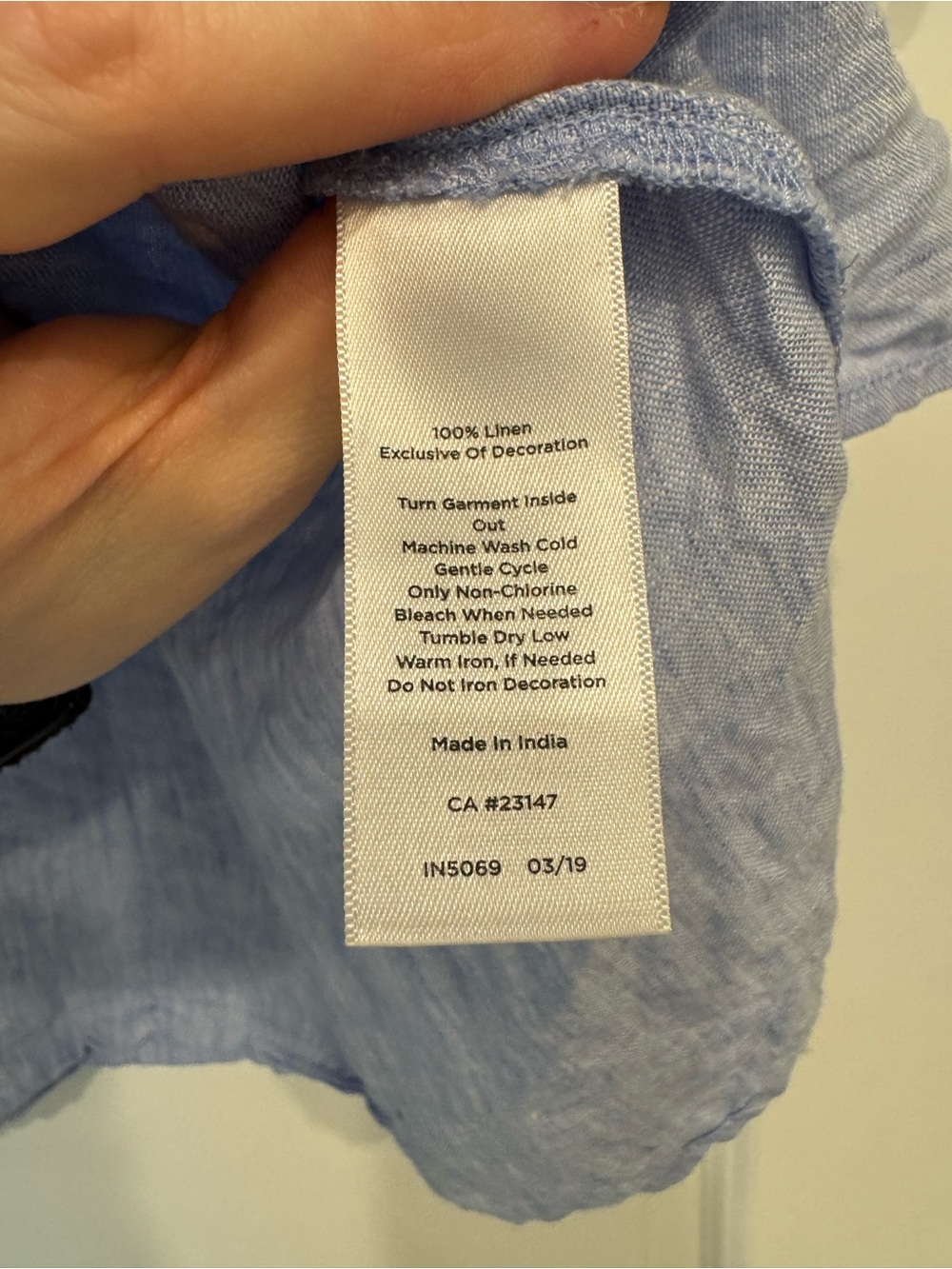 Talbots Light Blue Embroidered Linen-Blend Square Neck Top - Picture 7 of 8